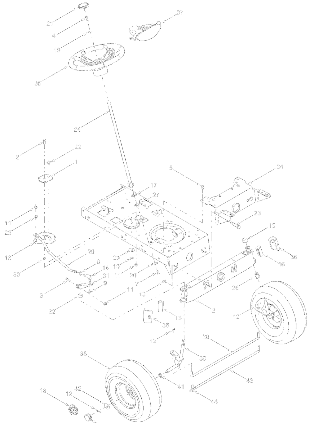Axle Front, Steering Diagram and Parts List for 13AD685G700 2004 Yard Machines Lawn Tractor